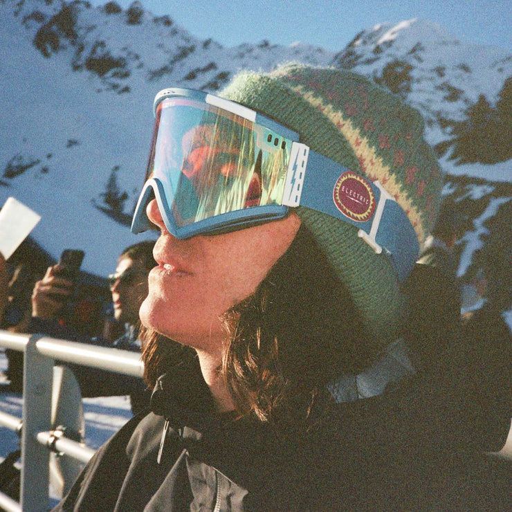 Arthur Longo wearing his signature Roteck snow goggle