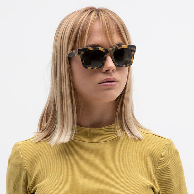 Electric Men's and Women's Sunglasses - Crasher - Gloss Spotted Tort / Grey Polarized - Chunky Square Sunglasses