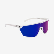 Electric Cove sunglass. Gloss white frame with chrome lenses. Sporty lightweight frame and polycarbonate lenses