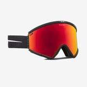 Electric Roteck goggle with matte black frame and strap. Electric bolt logo. Lens color red auburn best for bright sunny conditions