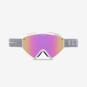 Electric Roteck snow goggle in matte white. unisex large fit goggle with pink lens