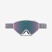 Electric Roteck snow goggle in matte white purple photochromic lens. unisex large fit goggle