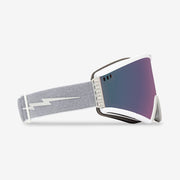 Electric Roteck snow goggle in matte white purple photochromic lens. unisex large fit goggle 